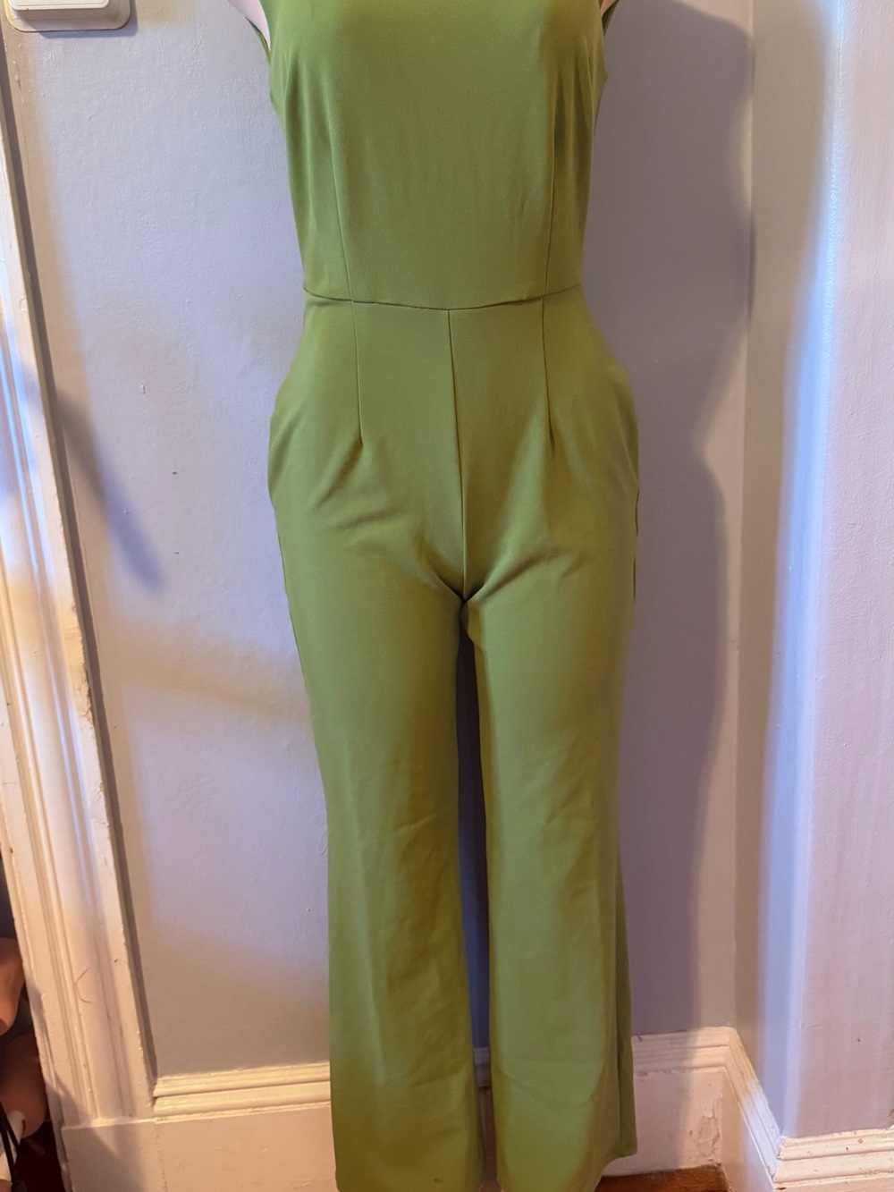 Donna Morgan Olive Green Sleeveless Wide-Leg Jumpsuit